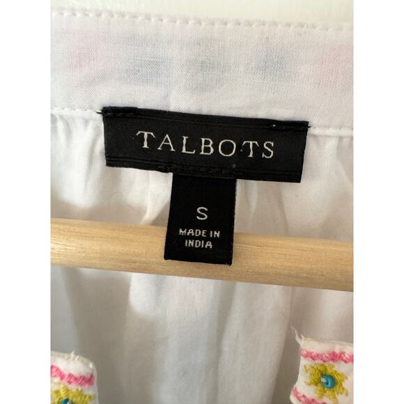 Talbots Cotton Voile Embellished White Embroidered Tunic size Small - Picture 3 of 8
